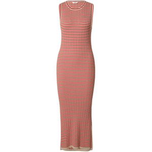 OBJECT Gebreide jurk 'ESTER'  donkerbeige / rood