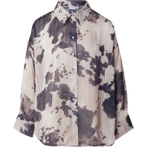 NÜMPH Blouse 'COWLEY'  donkergrijs / wit
