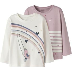 NAME IT Shirt 'NMFVALIANE'  blauw / goud / sering / wit