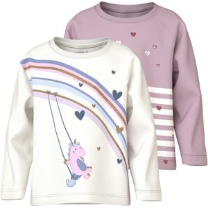 NAME IT Shirt 'NMFVALIANE'  donkerblauw / goud / orchidee / wit