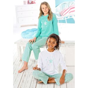 Petite fleur - Pyjama - Wit - 4-delig - Set van 2 - Lange Mouwen - Sterretjesprint