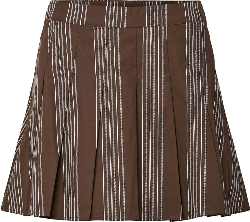 PIECES - PCJamie - Plooirok - Bruin/Wit - Katoen