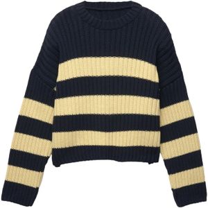Pull&Bear Trui  donkerblauw / lichtgeel