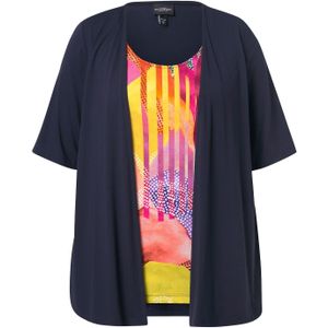 Ulla Popken Shirt  marine / geel / oranje / pink