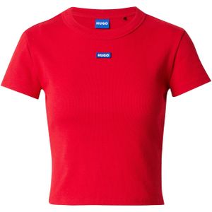 HUGO - Cropped T-shirt - Zwart - Geribd Katoen