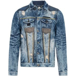 CIPO & BAXX Tussenjas  crème / blauw / bruin