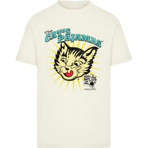 F4NT4STIC Shirt 'Puss N Boots The Cats Pajamas Vintage Art'  ecru / blauw / geel