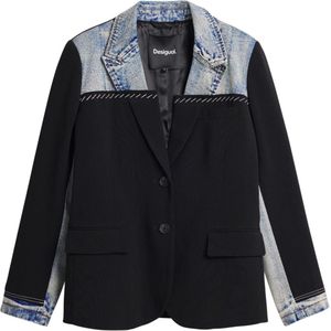 Blazer - Multicolor - Hybride - Kraag van Denim - Decoratief Borduursel - Regular Pasvorm