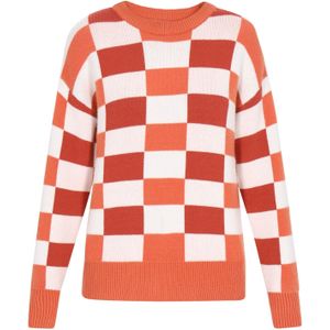 swirly Trui 'Back To School'  oranje / kreeft / wit