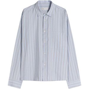 Bershka Overhemd  navy / lichtblauw / donkerbruin