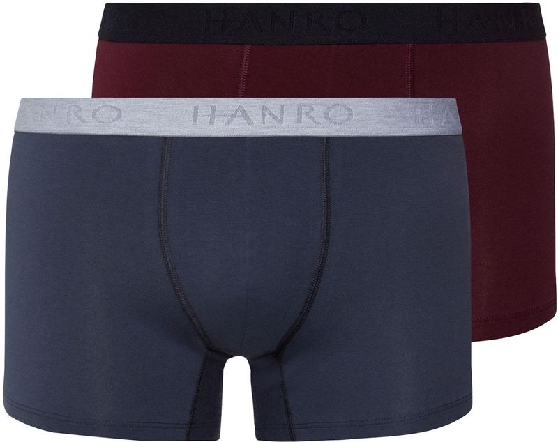 Hanro - Essentials - Boxershorts - Blauw - Grijs - Bordeaux - Zwart - 2 Pack