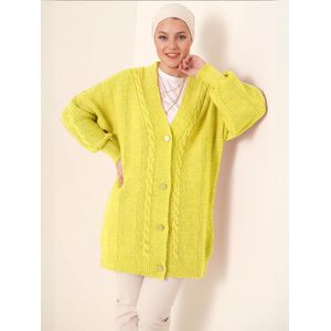 Bigdart Gebreid vest  citroengeel