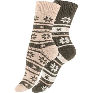 Cotton Prime Sokken  lichtbeige / olijfgroen / wolwit