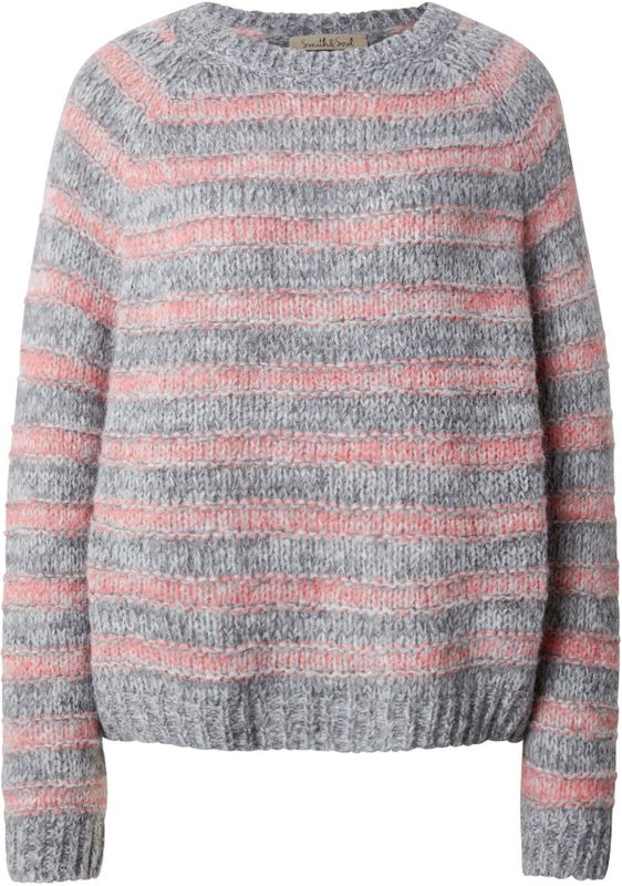 Smith&Soul Trui  stone grey / rosa