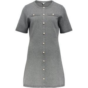 OBJECT Gebreide jurk  grijs gemêleerd