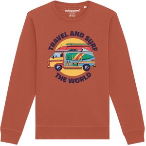Watapparel Sweatshirt 'Travel and surf'  roestbruin / gemengde kleuren