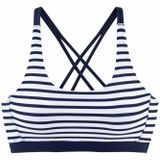 Look - Bralette Bikini - Gestreept - Wit Marine - Polyamide Xtra Life Lycra