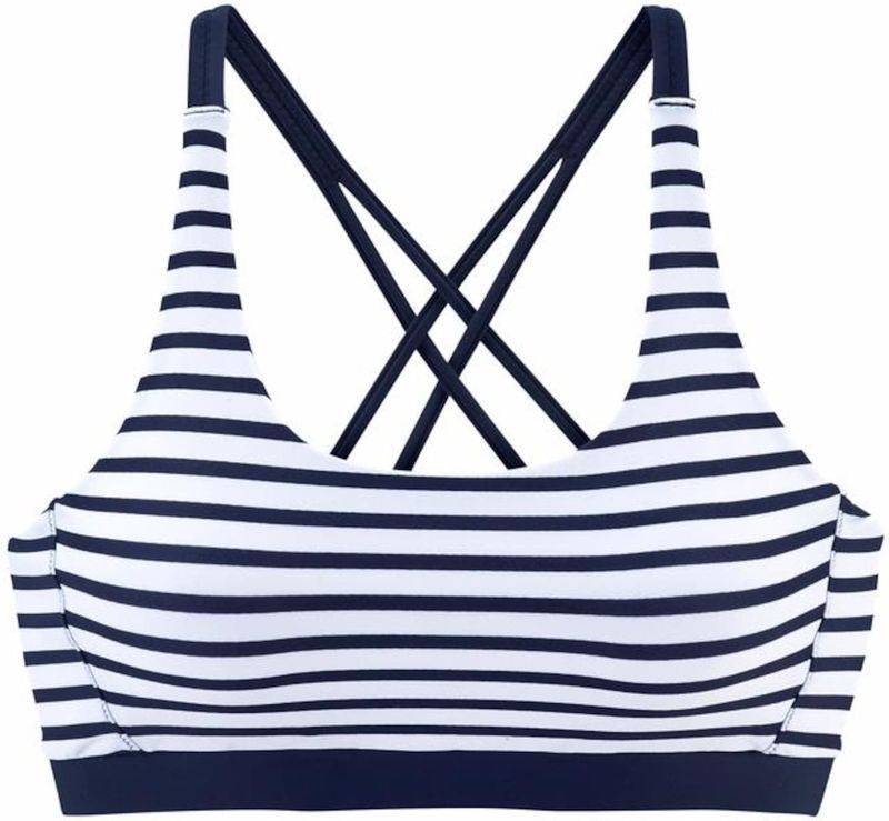 Look - Bralette Bikini - Gestreept - Wit Marine - Polyamide Xtra Life Lycra