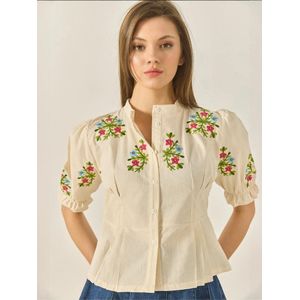 Bianco Lucci Blouse  beige / lichtblauw / appel / pink