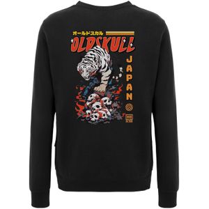 Oldskull Sweatshirt 'Xtreme Tattoo Tiger Skull'  mosterd / rood / zwart