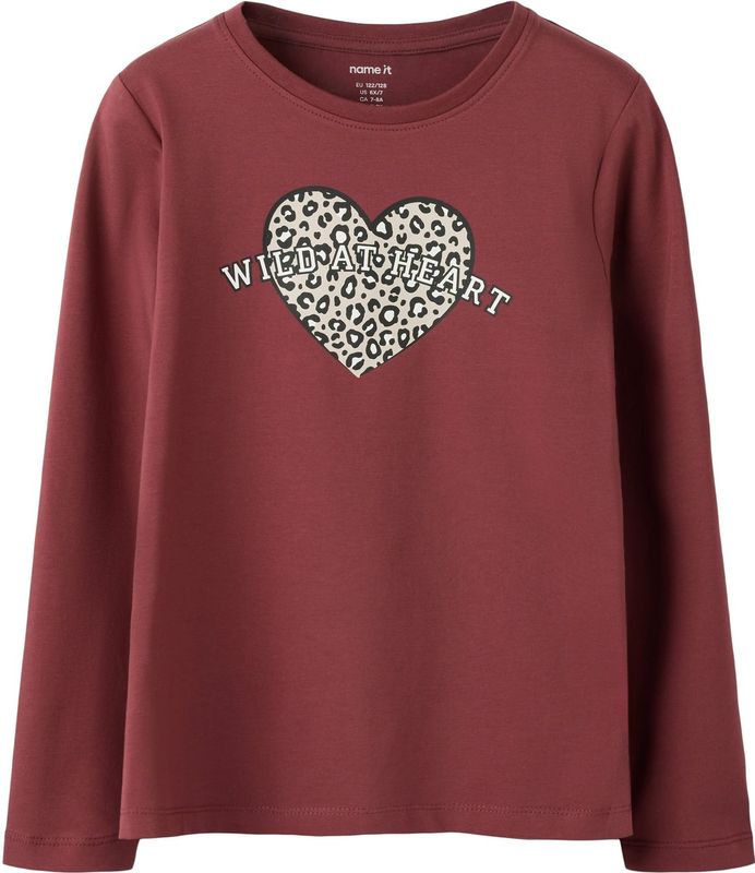 NAME IT Shirt 'NKFVIX'  taupe / wijnrood / zwart / wit