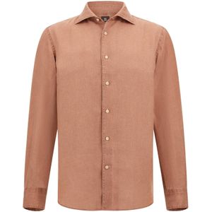 Boggi Milano - Overhemd - Rood - Linnen - Bowlingkraag