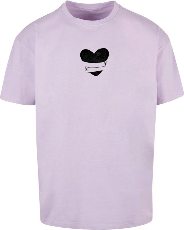 Merchcode Shirt 'Hugs & Love - Heart Hug'  lichtlila / zwart