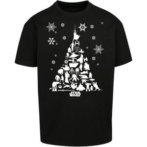 F4NT4STIC Shirt 'Star Wars Christmas Tree'  grijs / zwart / wit