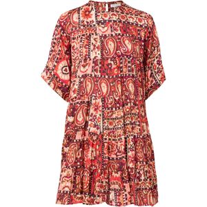 Warehouse Jurk  beige / bruin / rood / donkerrood