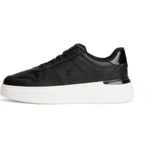 Tommy Hilfiger - PATENT PLATFORM SNEAKER - Zwart - Plateausneakers - Veterschoen met Sierstiksels