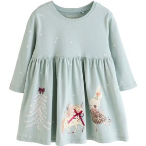 Next Jurk  lichtbeige / pastelblauw / chocoladebruin / wit