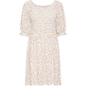 ICHI Jurk 'Vera'  beige / lichtgroen / lichtroze / rood