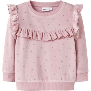 Velours Sweatshirt - Glitterprint - Lange Mouwen - Regular Fit
