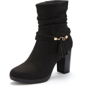 Lascana - Laarsjes - Zwart - Boots met Blokhak en Sierelement - VEGAN