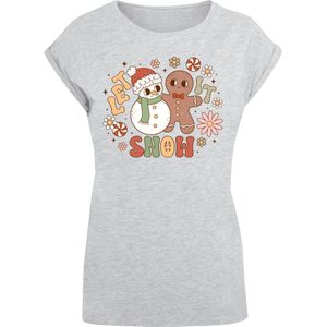 F4NT4STIC Shirt 'Let It Snow Groovy Christmas Gingerbread'  grijs / gemengde kleuren
