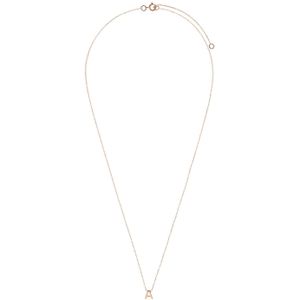 Lucardi - Witte Ketting met Letter Hanger - Ketting - Roségoud - 43 cm - 9 Karaat