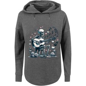 F4NT4STIC Sweatshirt 'Skelett spielt Gitarre, Musik, Liebe'  donkergrijs / spar / rosa / wit