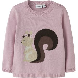 NAME IT Trui 'NBFSOURCE'  chocoladebruin / pastelgroen / sering / zwart