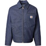 Carhartt Wip - Tussenjassen - Blauw - Denim - Ritsjas met Fluwelen Kraag