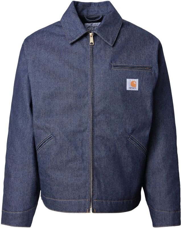 Carhartt Wip - Tussenjassen - Blauw - Denim - Ritsjas met Fluwelen Kraag