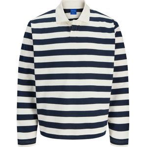 JACK & JONES Sweatshirt 'JORBLEECKER'  donkerblauw / wit