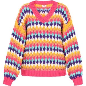 MYMO Trui  blauw / geel / oranje / pink