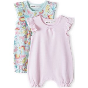 MINOTI Rompertje/body  turquoise / citroen / rosa / wit
