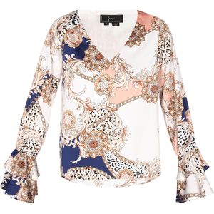 faina Blouse  beige / nude / royal blue/koningsblauw / wit