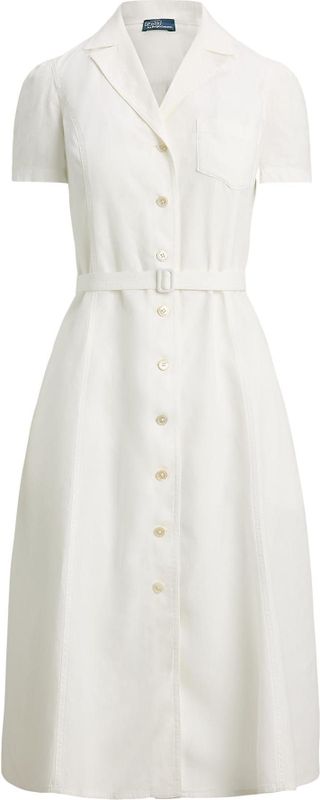 Linnen jurk met reverskraag