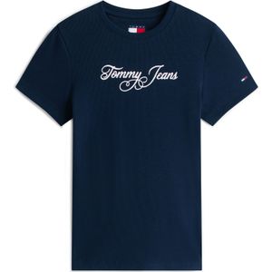 Tommy Jeans Shirt 'ESS'  donkerblauw / wit