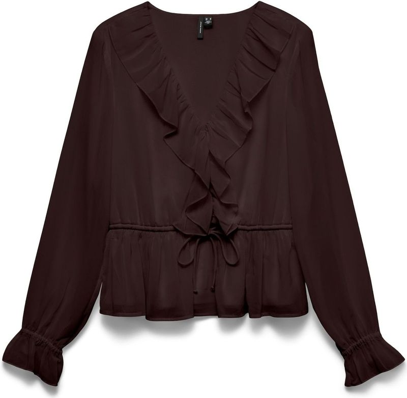 Vmdora - Blouse - V-Hals - Lange Mouwen - Regular Fit - Ruches