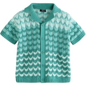 Next Shirt 'Strick mit Häkelkragen'  groen / petrol