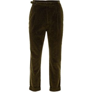 Antioch Bandplooibroek  kaki / donkergroen