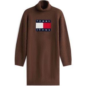 Tommy Jeans Gebreide jurk  marine / bruin / rood / wit